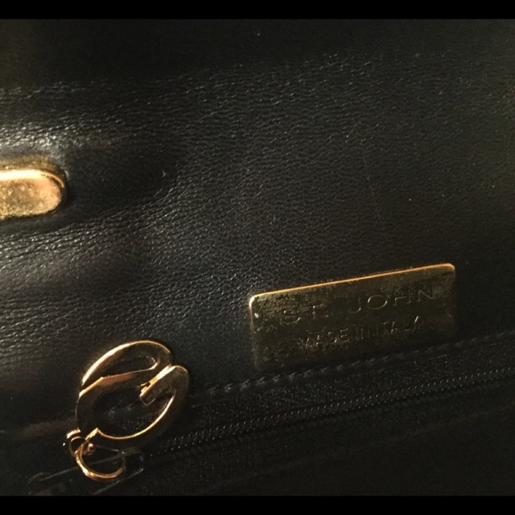 St. John Chain Link Handbag Clutch Black Leather - Picture 8 of 8